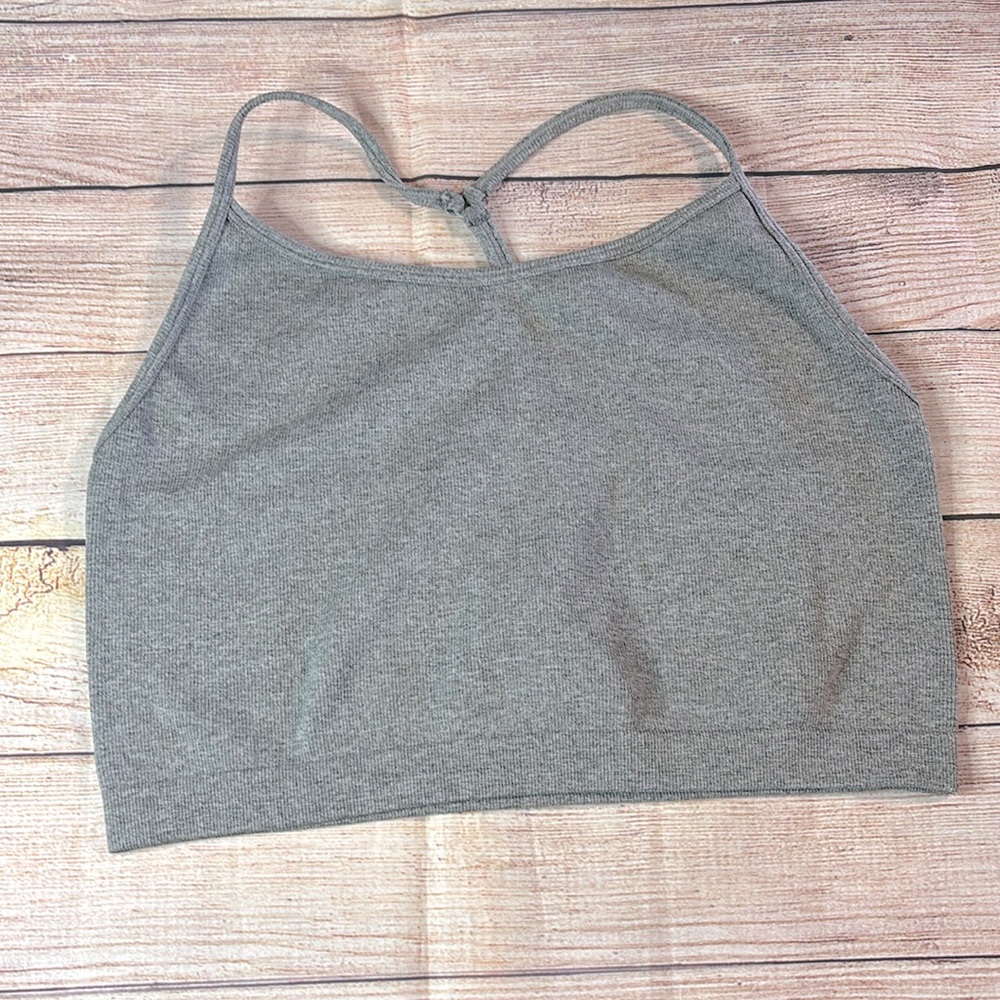 Gray Featherlight Cropped Racerback Cami/Bra